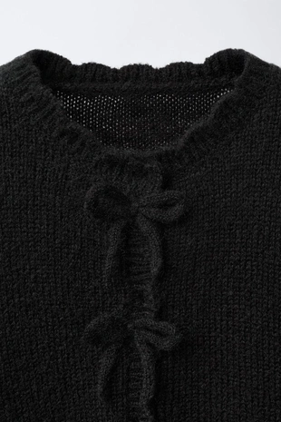 Black | 2756/487/800 - Zara Кардиган с бантами