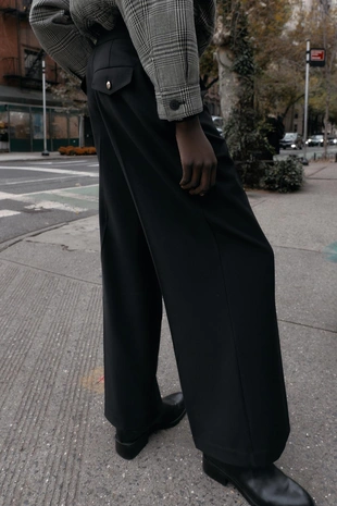 Широкие брюки с высокой посадкой- Заказать в России