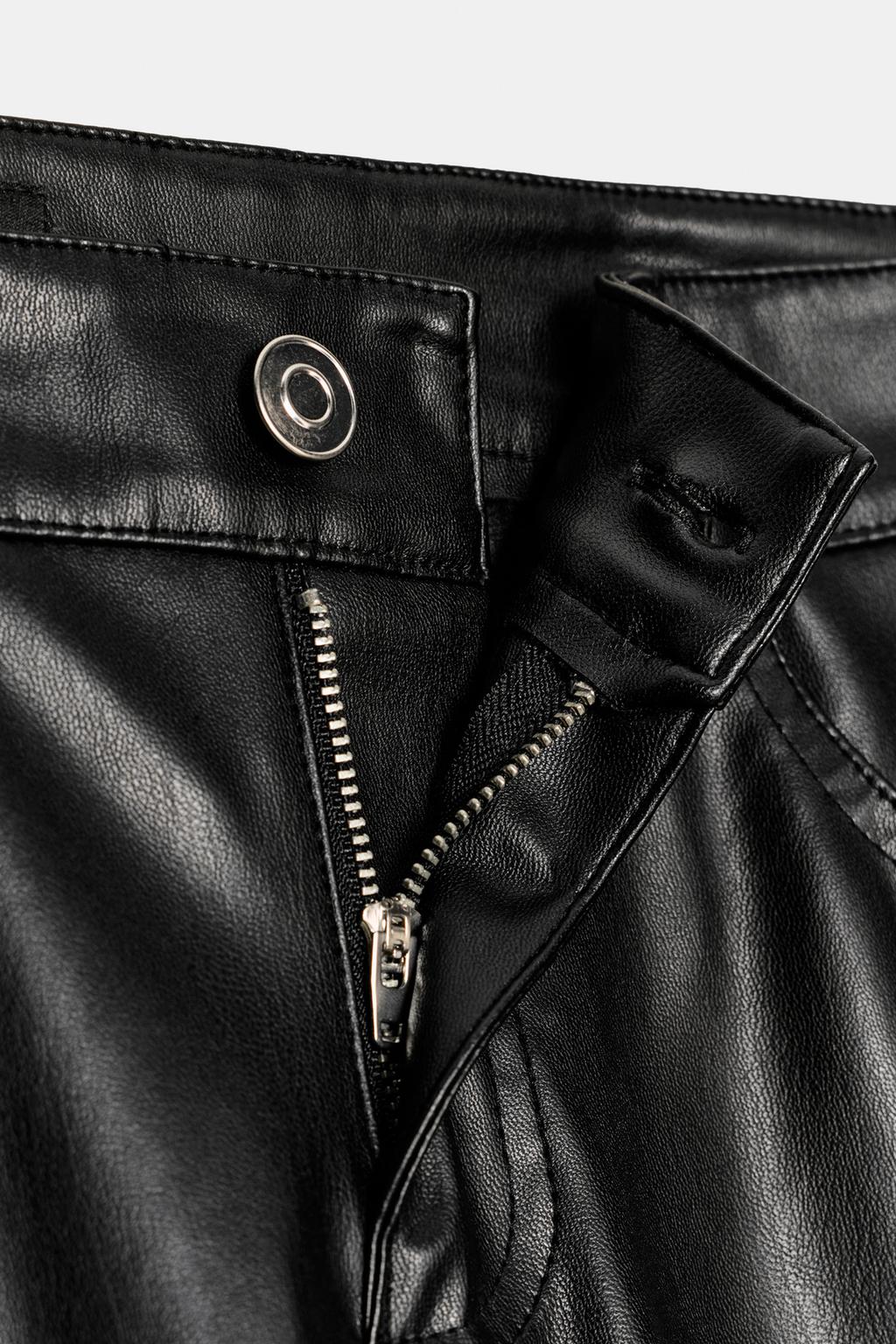 БРЮКИ ИЗ ИСКУССТВЕННОЙ КОЖИ С НИЗКОЙ ПОСАДКОЙ