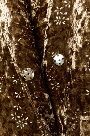 Блейзер из бархата с металлизированной нитью и поясом- Заказать в России