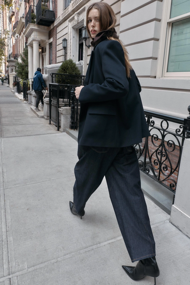 Большой двубортный твидовый блейзер