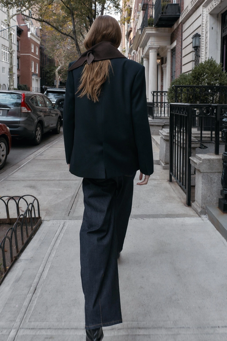 Большой двубортный твидовый блейзер