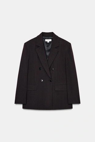 Двубортный блейзер OVERSIZE в тонкую полоску- Заказать в России
