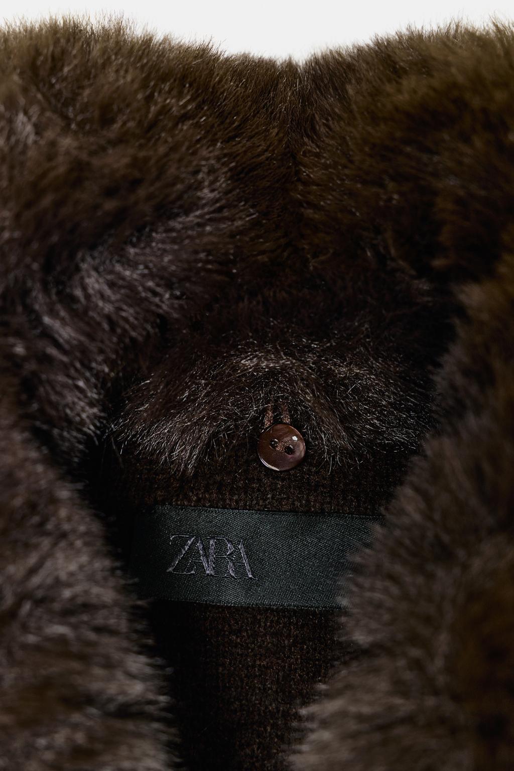 ТРИКОТАЖНЫЙ КАРДИГАН С ВОРОТНИКОМ ИЗ ИСКУССТВЕННОГО МЕХА