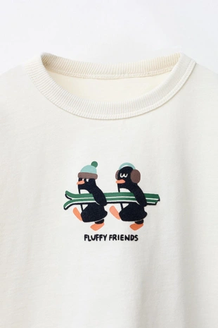 Ecru | 0722/975/712 - Zara Футболка с принтом «пингвины»