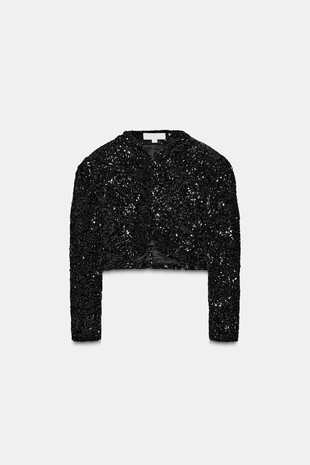 Куртка с объемными рукавами и пайетками- Заказать в России