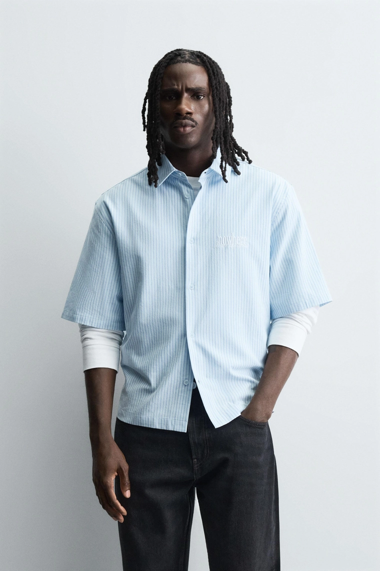 Рубашка в полоску с вышивкой