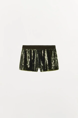 Комбинированные шорты с пайетками- Заказать в России