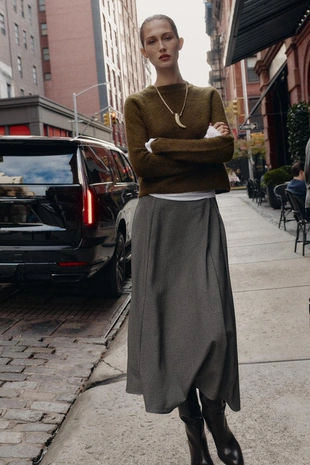 Юбка-накидка миди «гусиная лапка»- Заказать в России