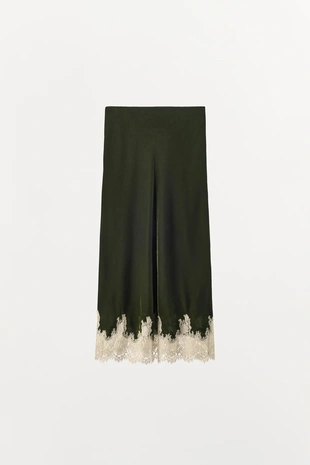 Бархатная юбка миди с кружевом- Заказать в России