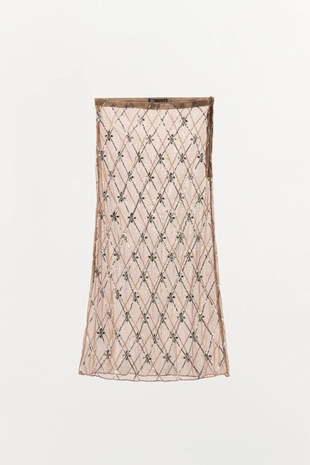 Юбка миди с вышивкой и бисером- Заказать в России