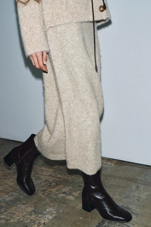 Юбка миди из вязаного материала с эффектом ворса- Заказать в России