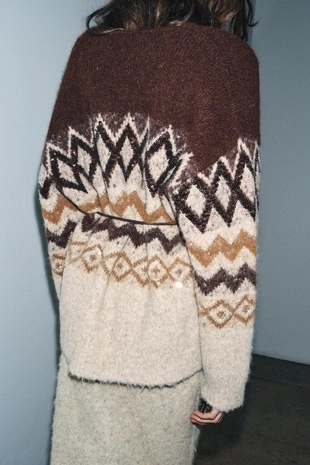 Юбка миди из вязаного материала с эффектом ворса- Заказать в России