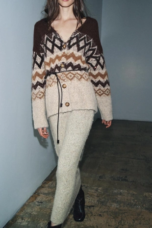 Юбка миди из вязаного материала с эффектом ворса- Заказать в России