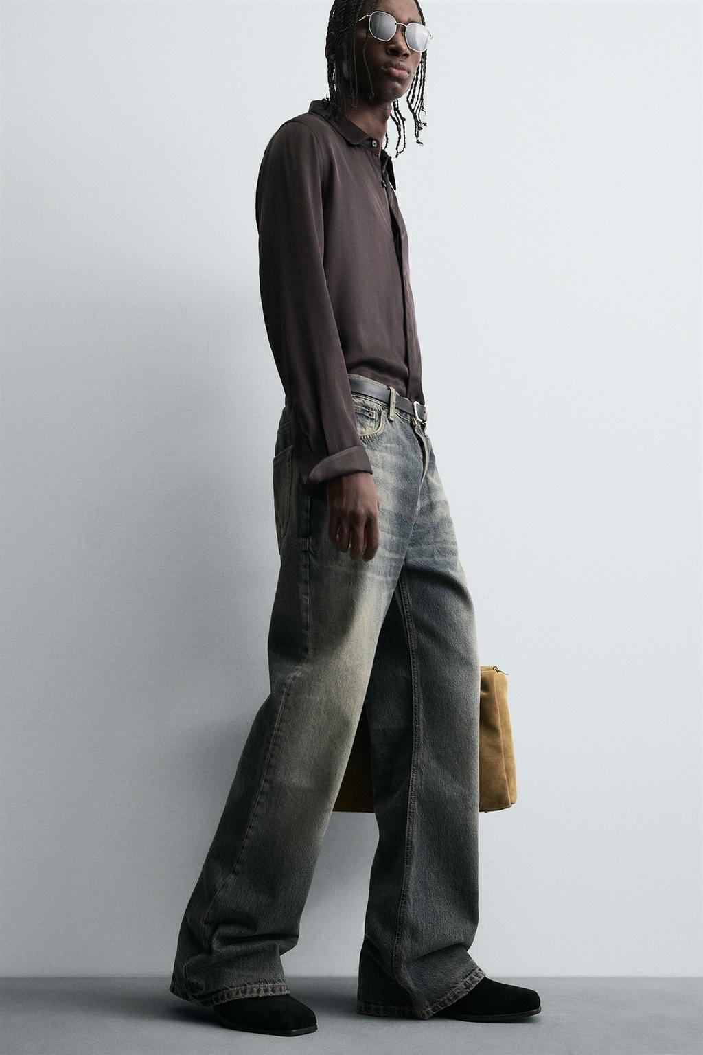 АТЛАСНАЯ РУБАШКА С КОНТРАСТНОЙ ОТДЕЛКОЙ