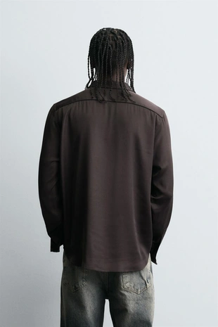 Атласная рубашка с контрастной отделкой- Заказать в России