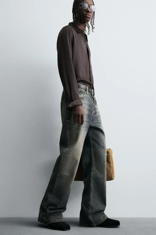 Атласная рубашка с контрастной отделкой- Заказать в России