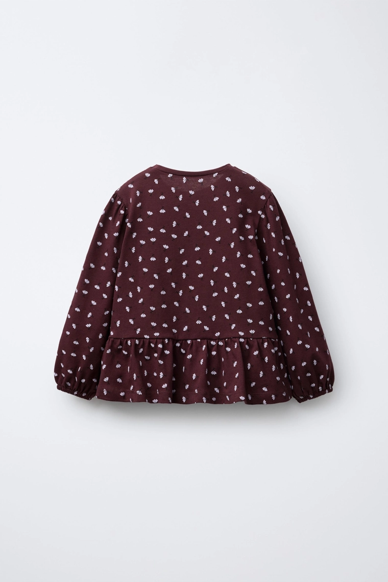 Футболка с цветочным принтом и бантом из вельвета