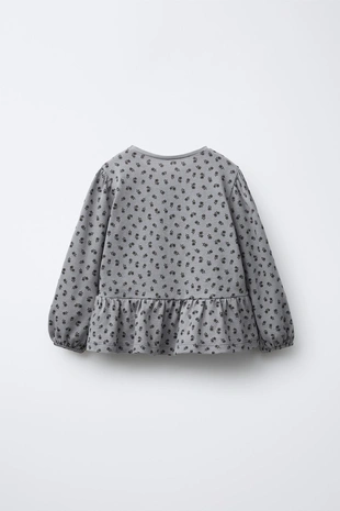 Футболка с цветочным принтом и бархатным бантом