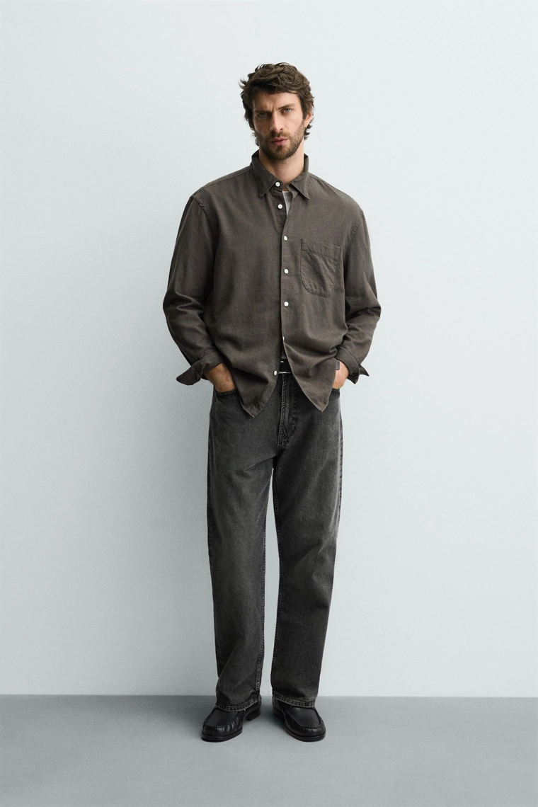 Рубашка с отделкой в клетку