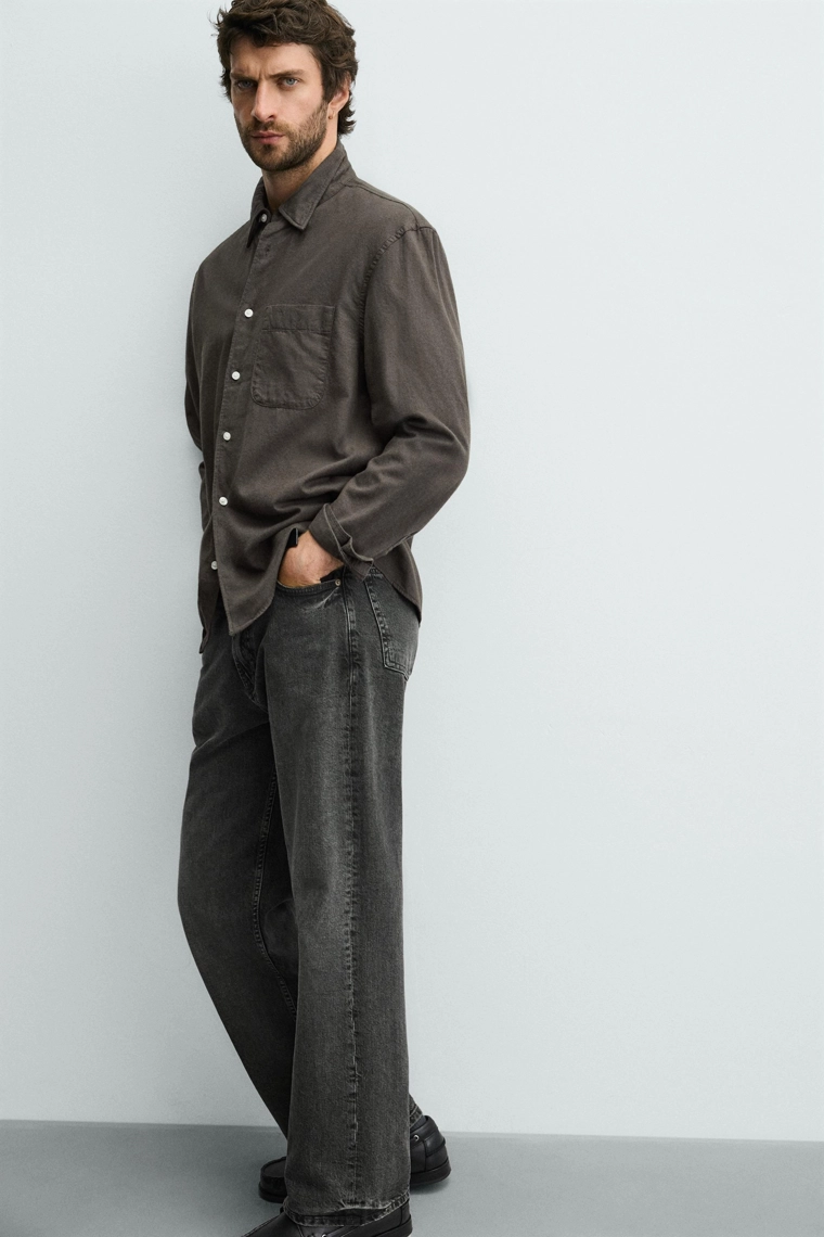 Рубашка с отделкой в клетку