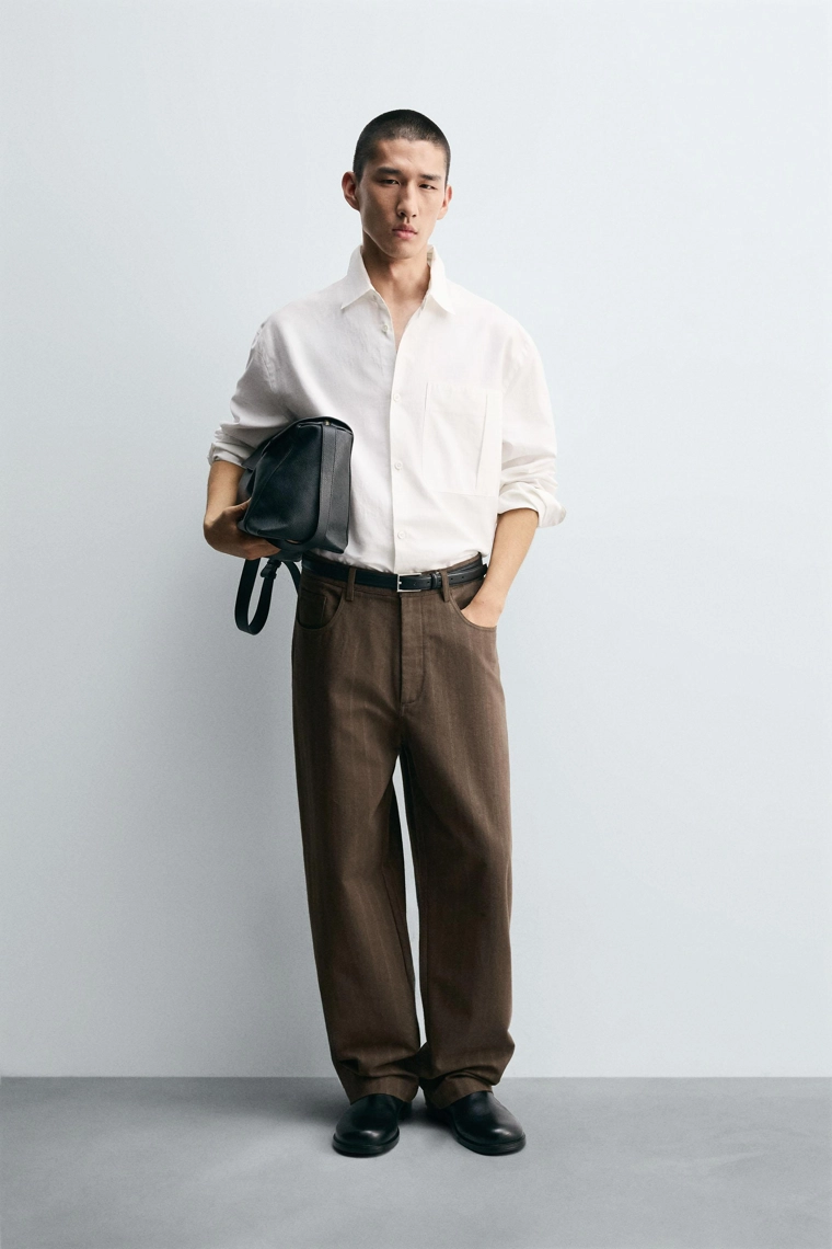 Брюки джаккардовые в полоску свободного покроя