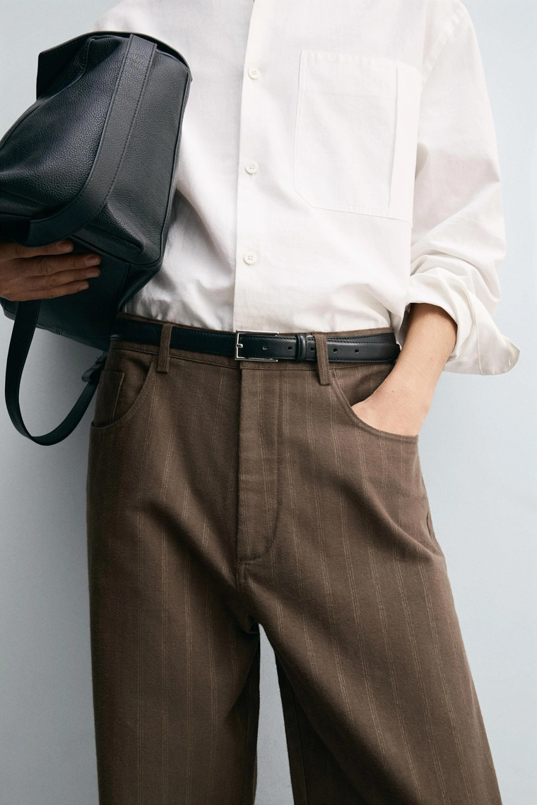 Брюки джаккардовые в полоску свободного покроя