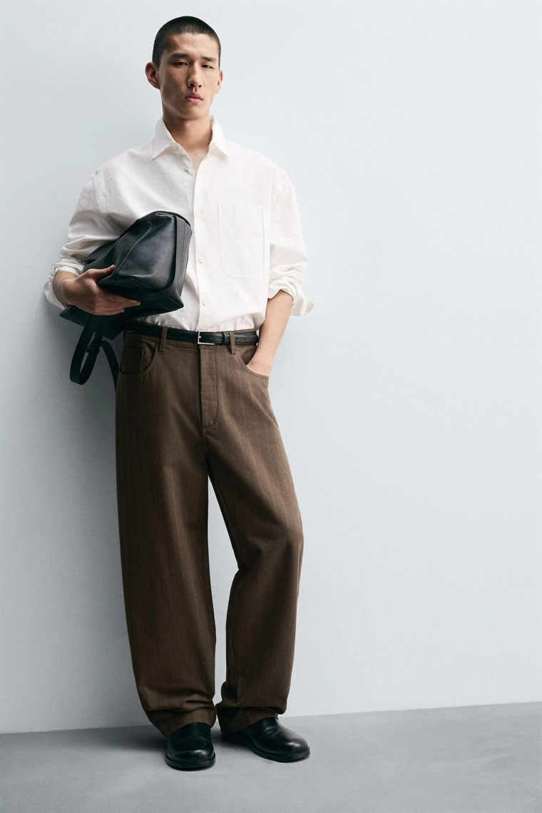 Брюки джаккардовые в полоску свободного покроя