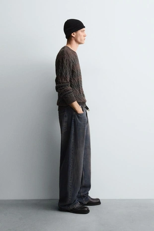 Свитер с узором «косы»- Заказать в России