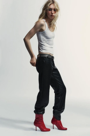 Кожаные ботильоны на высоком каблуке- Заказать в России