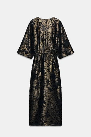 Платье миди из блестящей ткани со сборками- Заказать в России