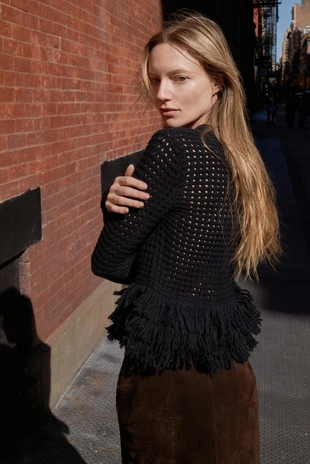 Джерси в клетку с бахромой- Заказать в России