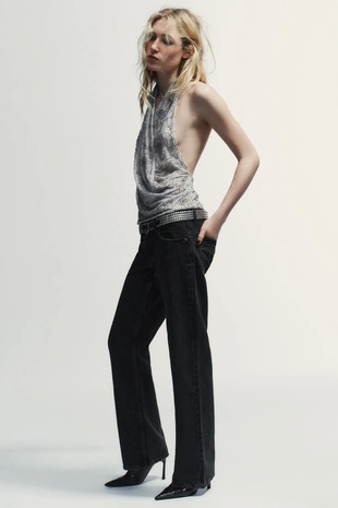 Топ халтер с вышивкой и бусинами- Заказать в России