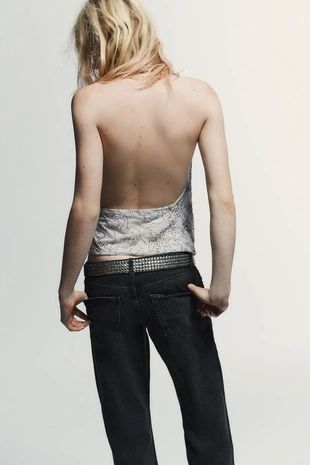 Топ халтер с вышивкой и бусинами- Заказать в России