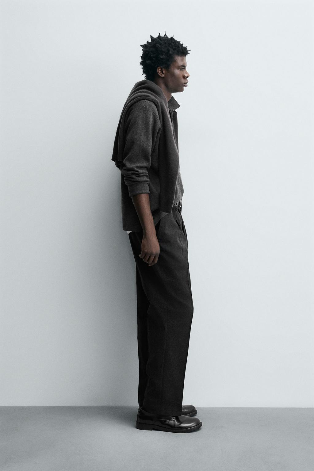 БРЮКИ ИЗ ХЛОПКА И ШЕРСТИ С РЕЛЬЕФНОЙ ТКАНЬЮ