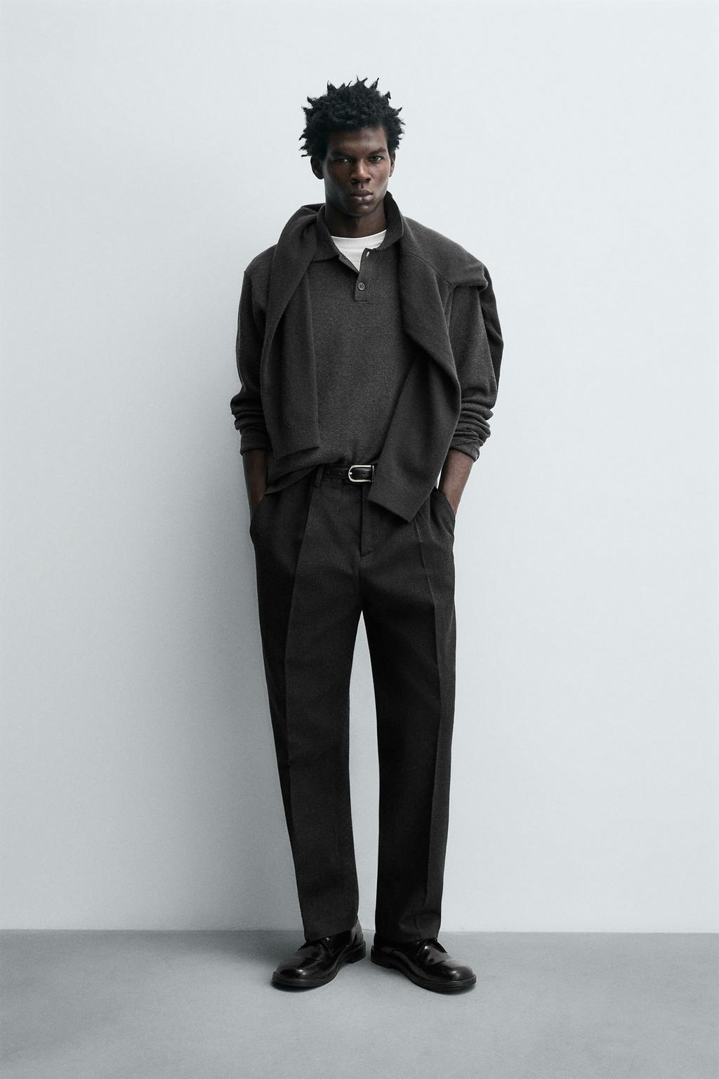 БРЮКИ ИЗ ХЛОПКА И ШЕРСТИ С РЕЛЬЕФНОЙ ТКАНЬЮ