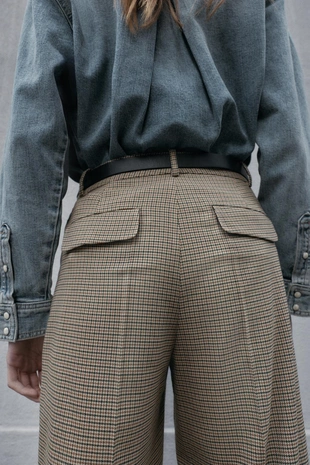 Брюки «гусиная лапка» с ремнем