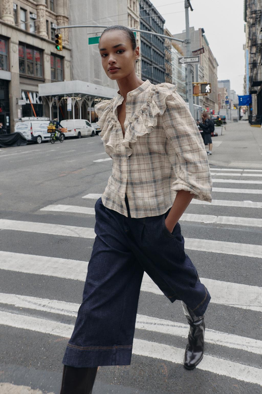 РУБАШКА В КЛЕТКУ С ВОЛАНАМИ