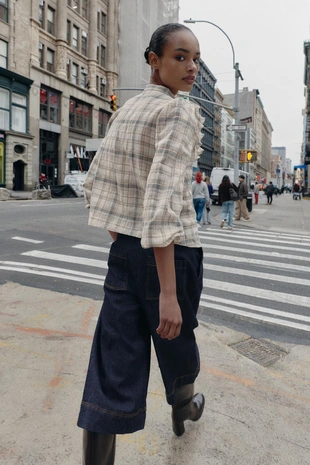 Рубашка в клетку с воланами- Заказать в России