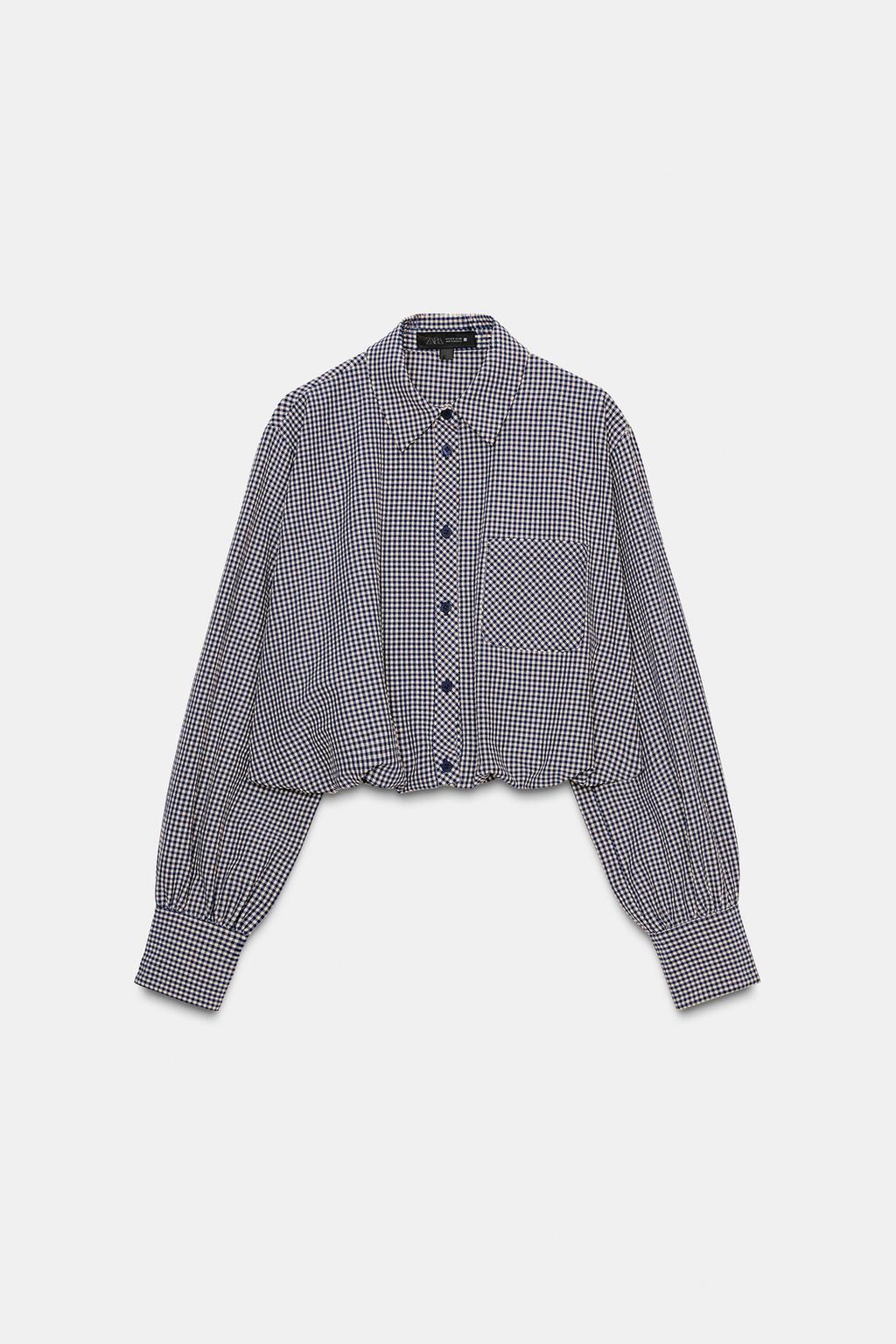 РУБАШКА В КЛЕТКУ ВИШИ С ОБЪЕМНЫМИ РУКАВАМИ