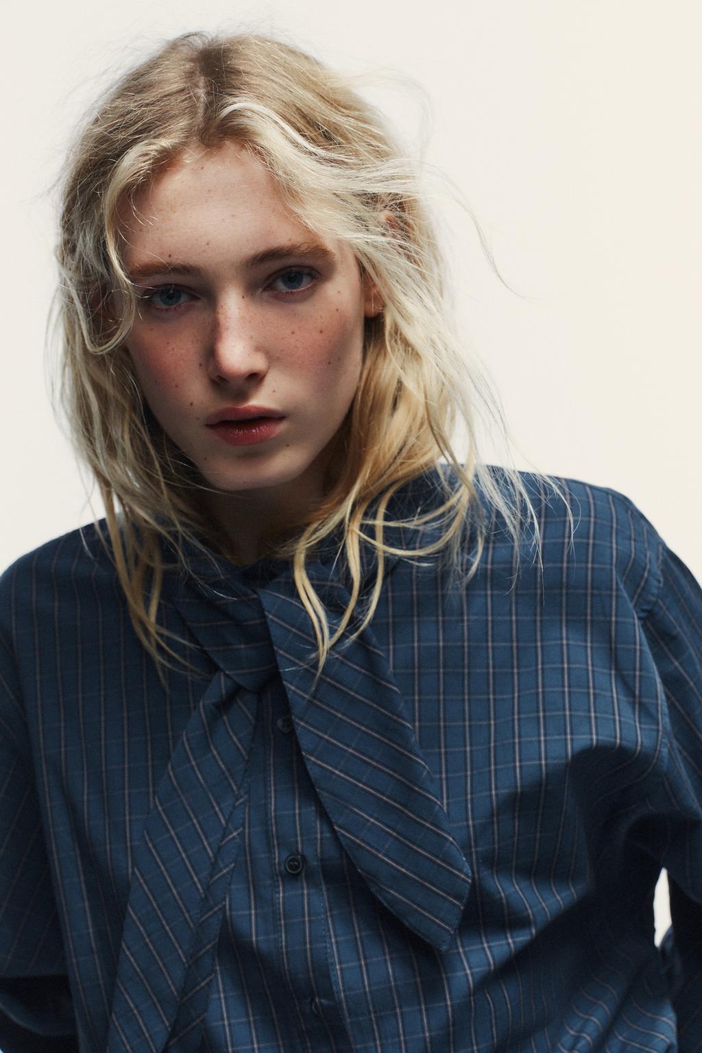 ХЛОПКОВАЯ РУБАШКА В КЛЕТКУ С ШАРФОМ