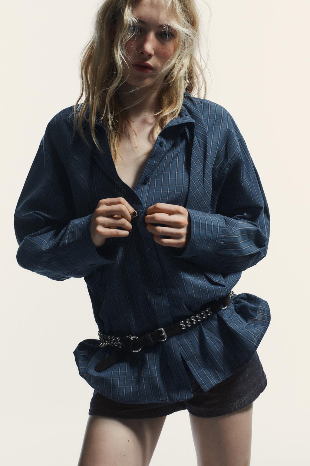 ХЛОПКОВАЯ РУБАШКА В КЛЕТКУ С ШАРФОМ