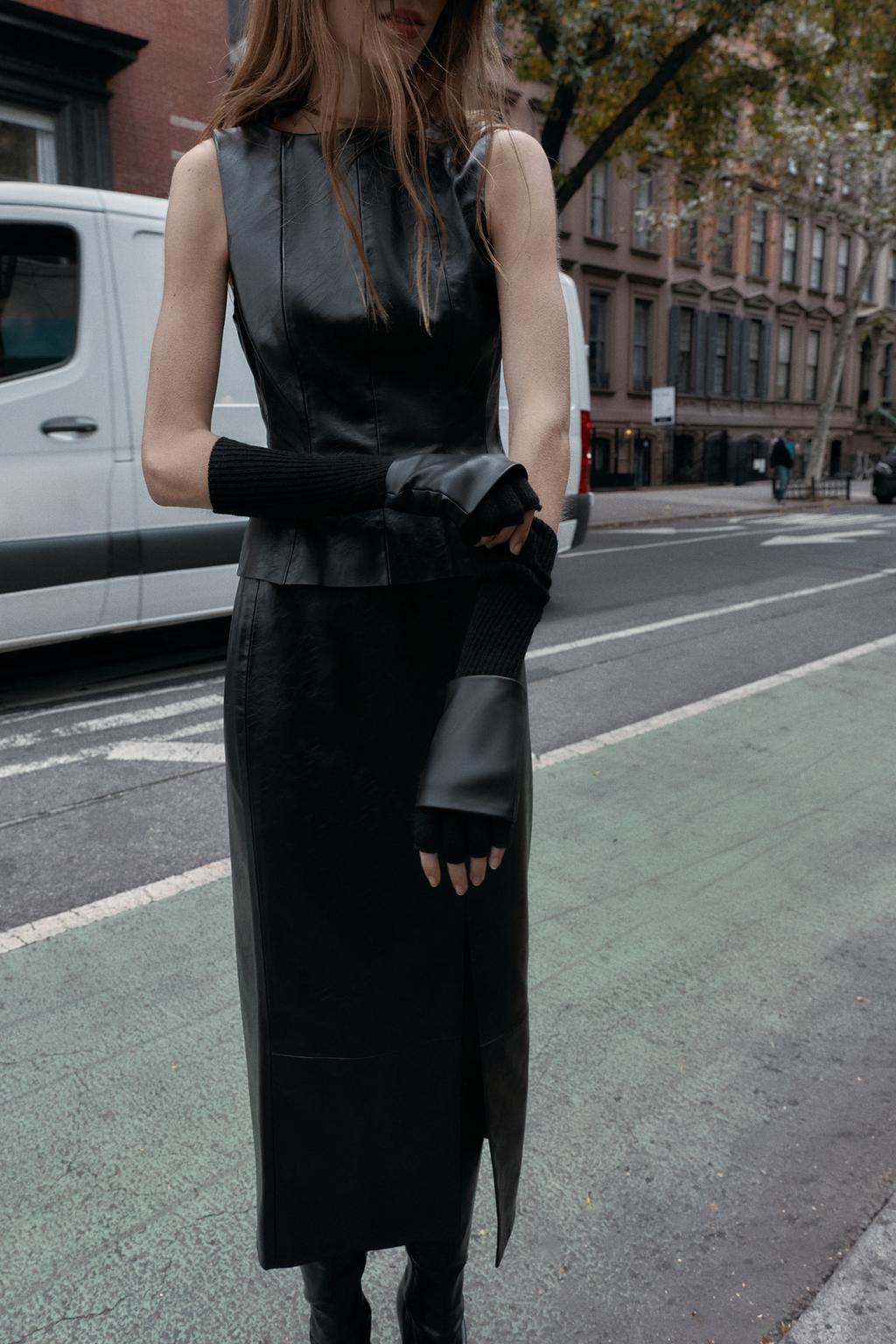 КОМБИНИРОВАННЫЕ МИТЕНКИ ИЗ ИСКУССТВЕННОЙ КОЖИ