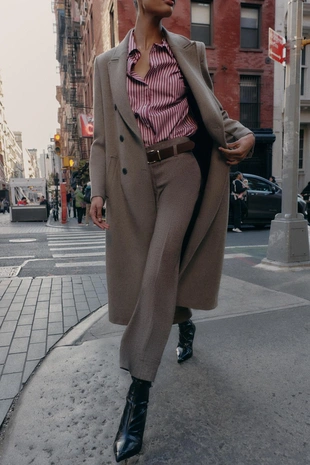 Брюки в елочку с ремнем- Заказать в России