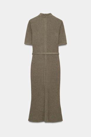 Платье из мягкой ткани с ремнем- Заказать в России