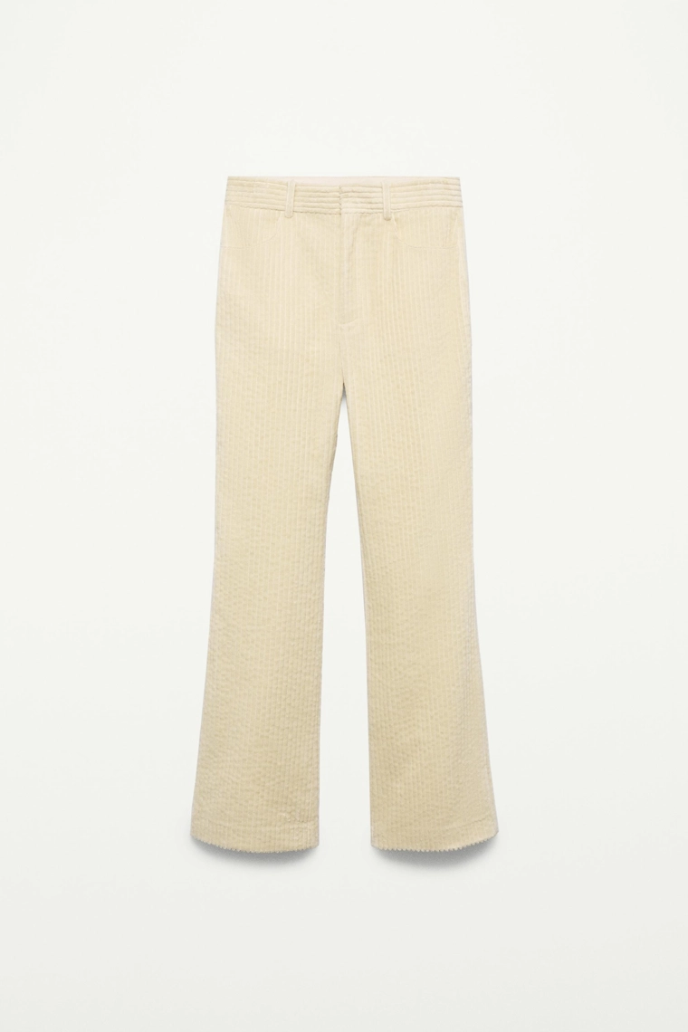 Брюки из вельвета с расклешенными штанинами zara woman