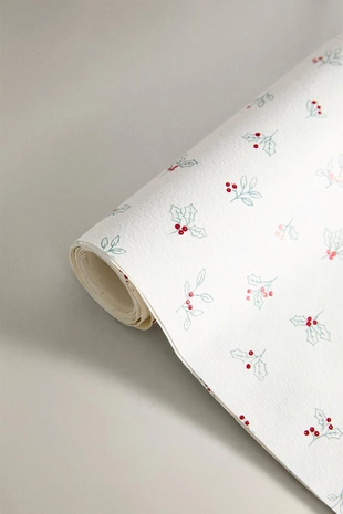 Блестящая упаковочная бумага для подарков на рождество с листьями- Заказать в России