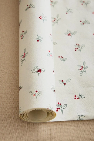 Блестящая упаковочная бумага для подарков на рождество с листьями- Заказать в России