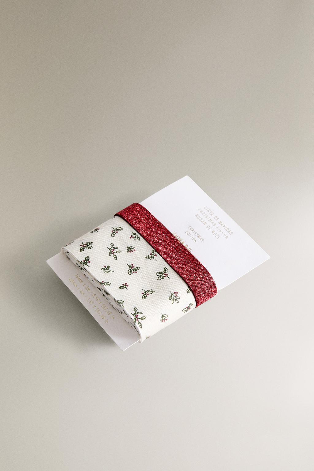 Набор рождественских лент с листьями (набор из 2)