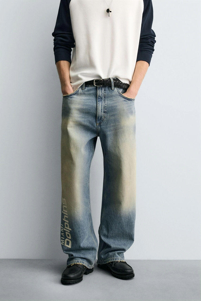 Джинсы свободного кроя с вышивкой nfl miami dolphins